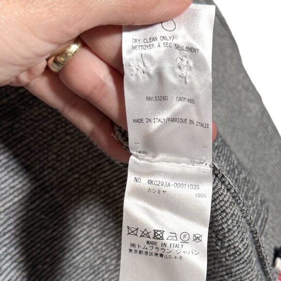 Thom Browne Grey Cashmere Tartan Check Cardigan Sweater - Picture 9 of 10